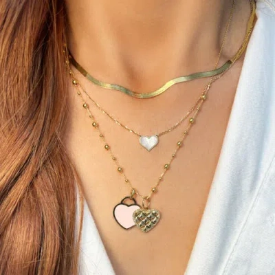 The Lovery Fine Jewelry Pink Pearl Heart Padlock Charm In Pink