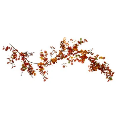 Northlight 5ft Berry And Leaves Fall Harvest Artificial Unlit Thanksgiving Indoor Garland In Multi