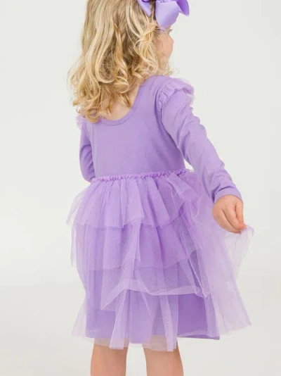 Rufflebutts Baby Girls Flutter Tulle Long Sleeve Twirl Romper In Purple