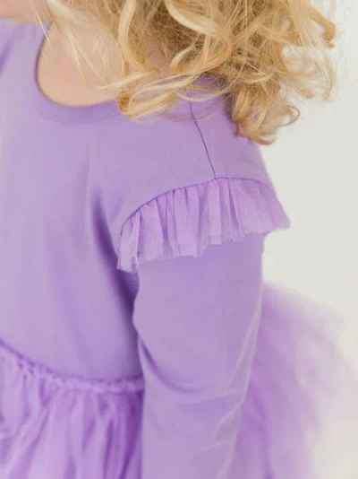 Rufflebutts Baby Girls Flutter Tulle Long Sleeve Twirl Romper In Purple