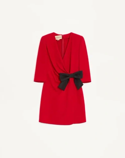 Valentino Short Silk Dress With Bow In Red