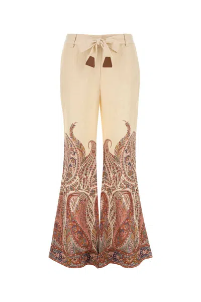 Zimmermann Printed Linen Rhiannon Pant In Brown
