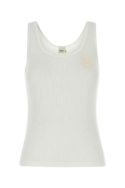Chloé Tank Top In Cotton Jersey In Brown