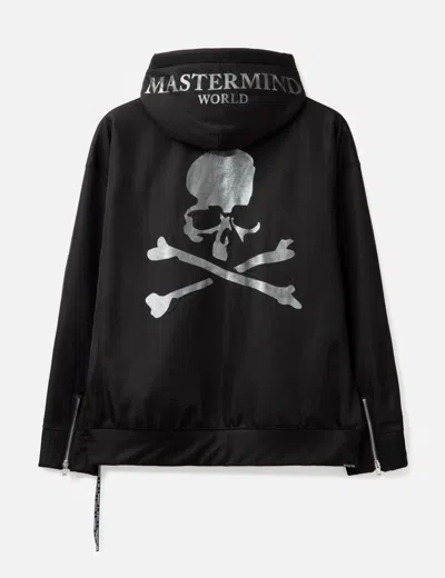 Mastermind Japan Sheer Layered Zip-up Boxy Hoodie In Black