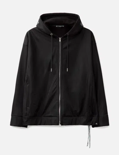 Mastermind Japan Sheer Layered Zip-up Boxy Hoodie In Black