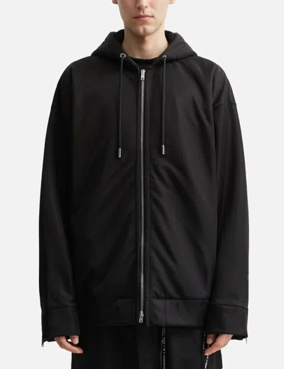 Mastermind Japan Sheer Layered Zip-up Boxy Hoodie In Black