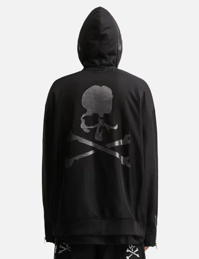 Mastermind Japan Sheer Layered Zip-up Boxy Hoodie In Black