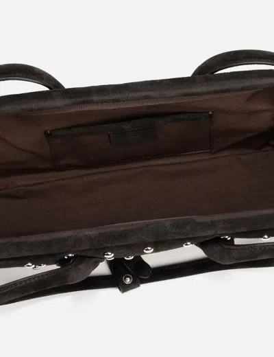 Osoi Boat Wide Mini Brown Shoulder Bag With Round Handles And Beaded Embellishment In Suede Woman In Brown