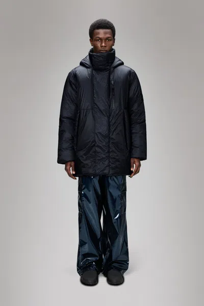 Rains Torna Insulated Long Jacket In Blue