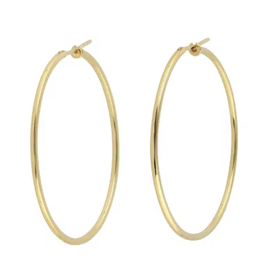 Artisan Women's Designer Plain Long Hoops In 18k Yellow Gold In Gold