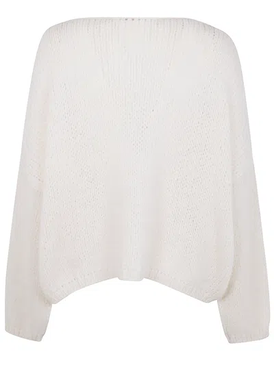 Nuur Long Sleeves Boat Neck Sweater In White