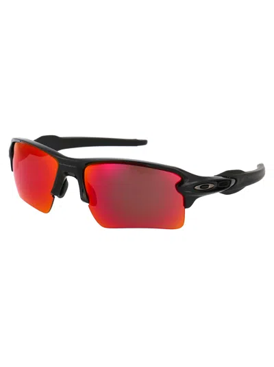 Oakley Polished Black Acetate Sunglasses In Red