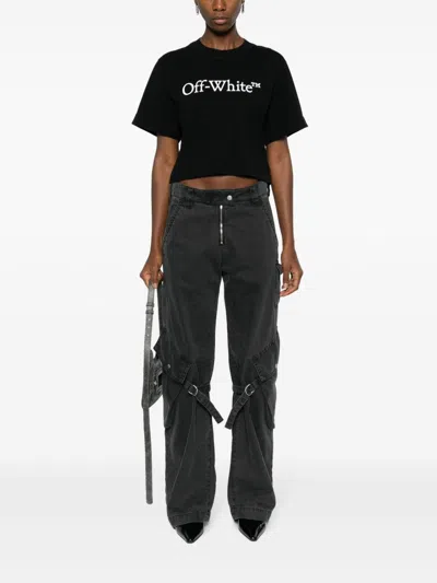 Off-white Off White Big Bookish Logo Cropped Top In Black