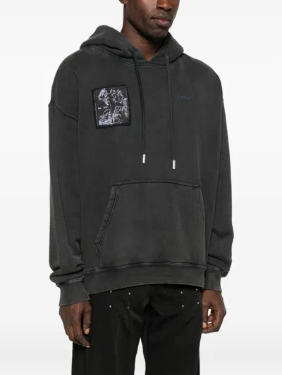 Off-white Off White Faded Painting Skate Cotton Hoodie In Green