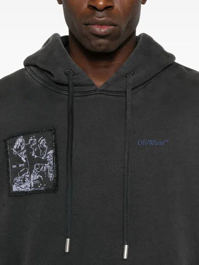 Off-white Off White Faded Painting Skate Cotton Hoodie In Green