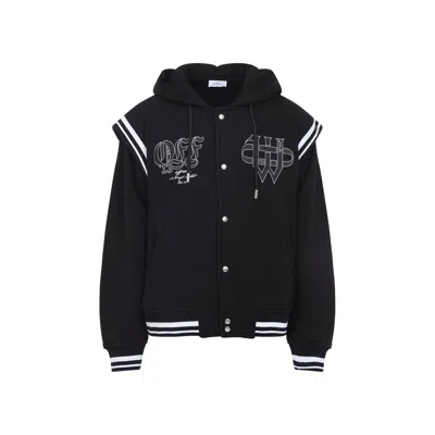 Off-white Off White Gothic Fleece Varsity Jacket In Black