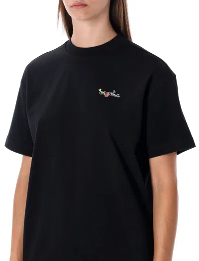 Off-white Black T-shirt With Embroidered Floral Mini Logo