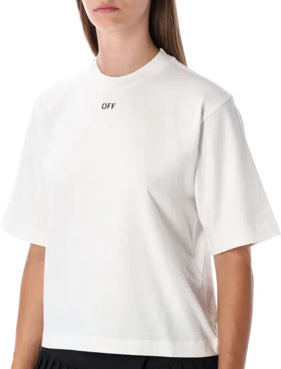 Off-white Embroidered Flowers Boxy Logo Tee In White