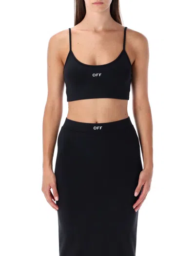 Off-white Stylish Cropped Spaghetti Strap Top In Black