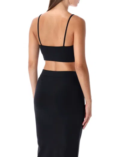 Off-white Stylish Cropped Spaghetti Strap Top In Black