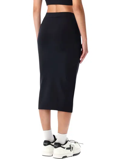 Off-white Comfortable Midi Skirt Elastic Waistband