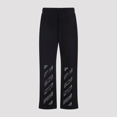 Off-white Black Cotton Scribble Diagonal Sweatpants In Black