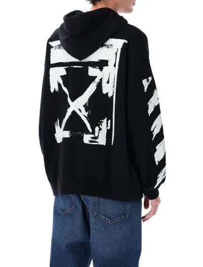 Off-white Ink Arrow Black Cotton Skate Hoodie With Loose Fit In Black