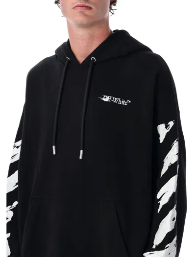 Off-white Ink Arrow Black Cotton Skate Hoodie With Loose Fit In Black