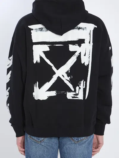 Off-white Ink Arrow Black Cotton Skate Hoodie With Loose Fit In Black