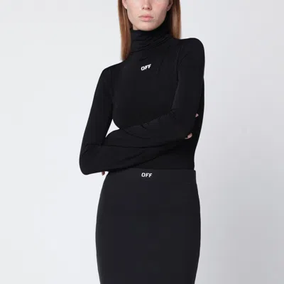Off-white Black Turtleneck Top With Off Logo In Black