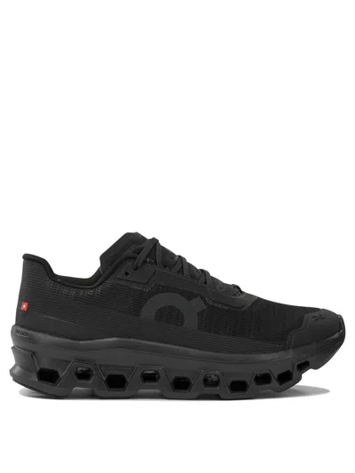 On Running Cloudmonster Sneakers With Signature Cloudtech Sole In Black
