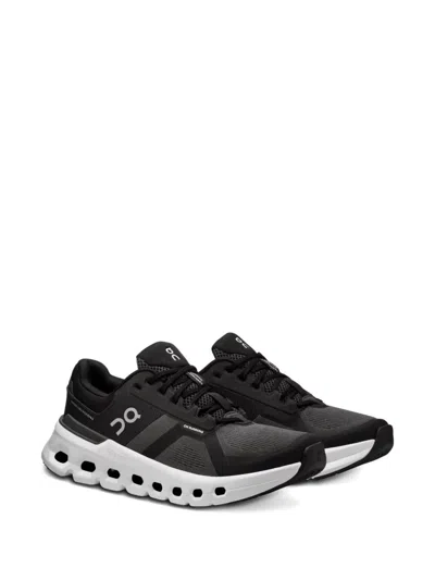 On Running Panelled Knitted Sneakers In Black
