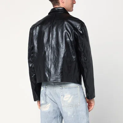 Our Legacy Tailored Leather Jacket With Classic Collar And Front Zip Closure In Black