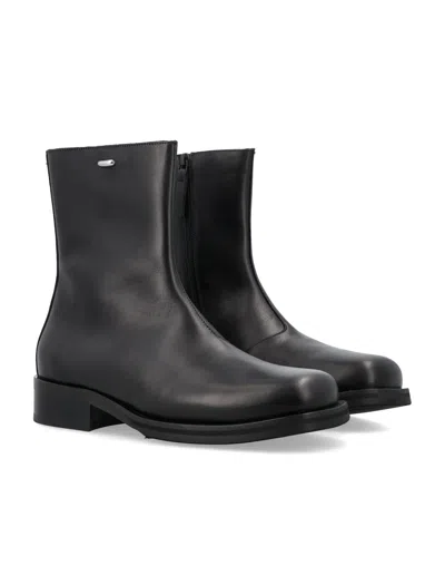 Our Legacy Chocolate Leather Camion Ankle Boots In Black