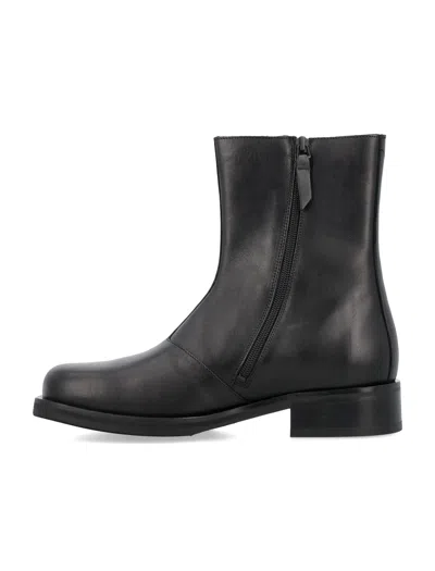 Our Legacy Chocolate Leather Camion Ankle Boots In Black