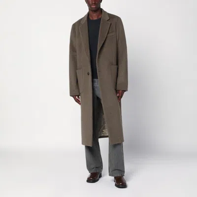 Our Legacy Moss-coloured Wool Blend Coat In Brown