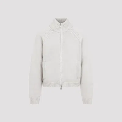 Our Legacy Bone White Extrafine Merino Wool Ultra Zip Cardigan In Gray