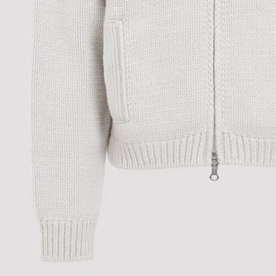 Our Legacy Bone White Extrafine Merino Wool Ultra Zip Cardigan In Gray