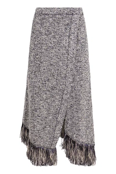 Rabanne Fringed Asymmetric Skirt In Multi