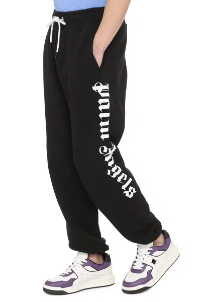 Palm Angels Cotton Track-pants Logo Detail In Black