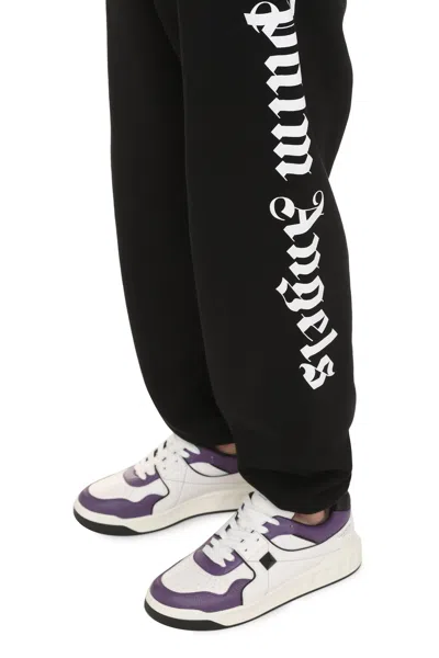 Palm Angels Cotton Track-pants Logo Detail In Black