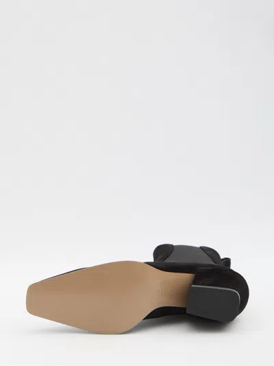 Paris Texas Ankle Boots In Black Calf Suede Leather In Black