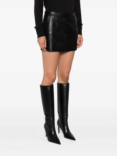 P.a.r.o.s.h High Waist Midi Skirt With Panel Design In Black