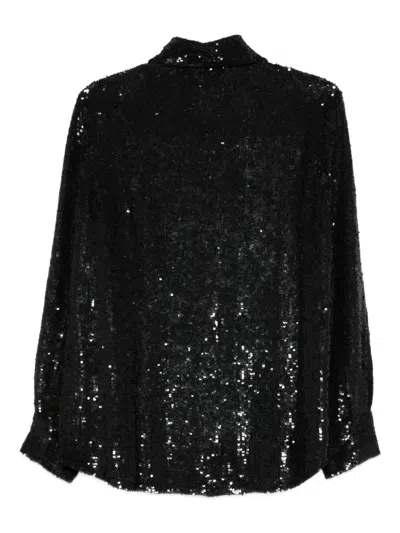 P.a.r.o.s.h Long Sleeve Top With Sequin Chest Pockets In Black