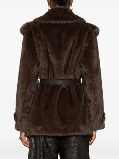 P.a.r.o.s.h Belted Double-breasted Coat In Brown