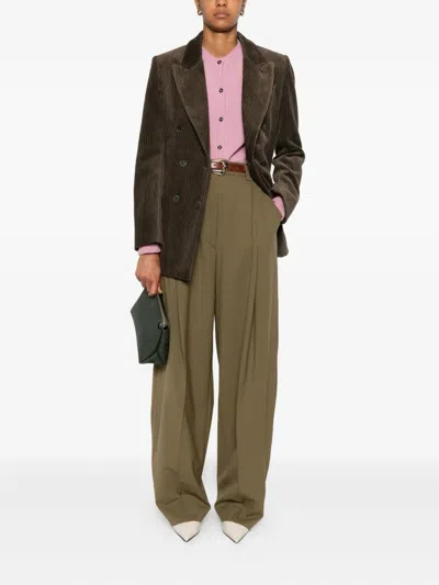 P.a.r.o.s.h Parosh Double Breasted Courduroy Jacket In Green