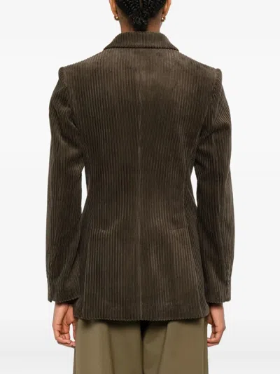P.a.r.o.s.h Parosh Double Breasted Courduroy Jacket In Green