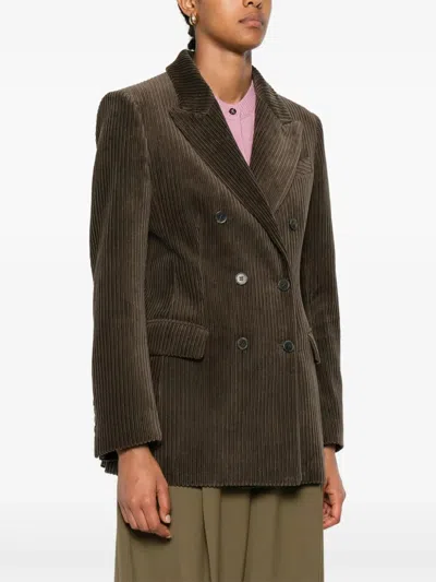 P.a.r.o.s.h Parosh Double Breasted Courduroy Jacket In Green