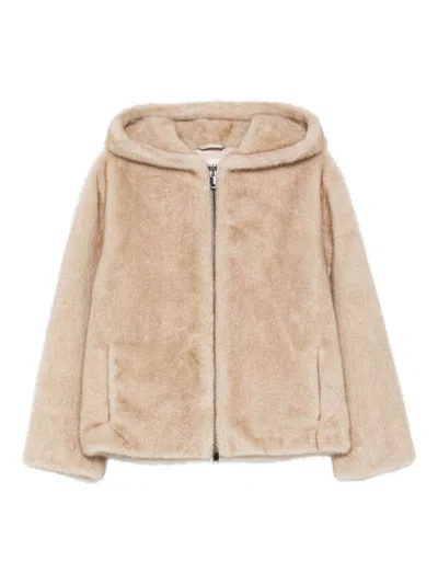 P.a.r.o.s.h Parosh Faux Fur Hooded Jacket In Neutral