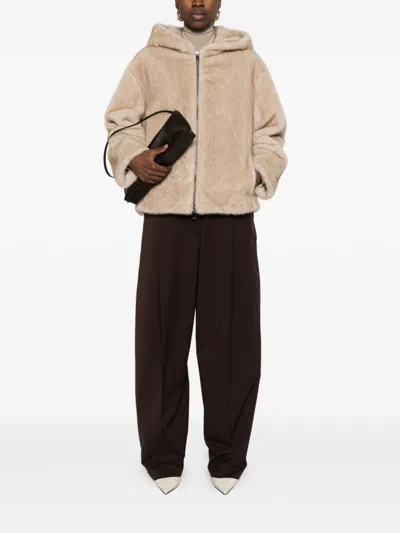 P.a.r.o.s.h Parosh Faux Fur Hooded Jacket In Neutral